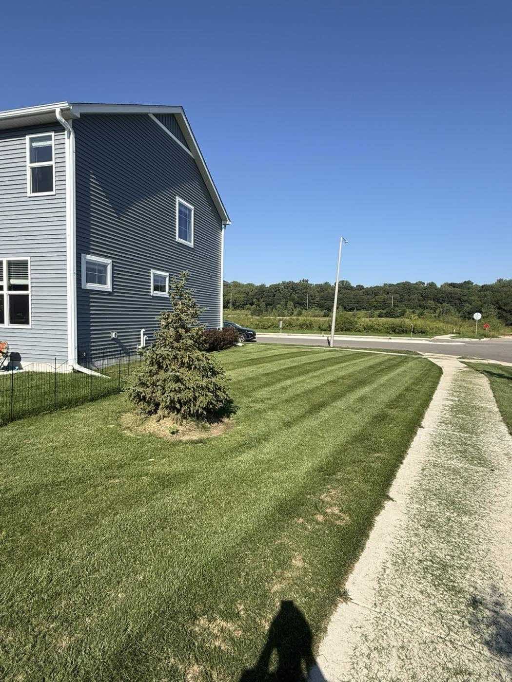 Striped side yard along a Dane County home
