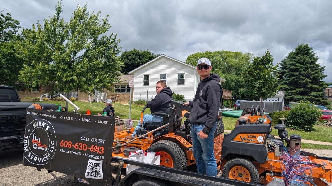 Burk's Trim Services trailer loaded with equipment